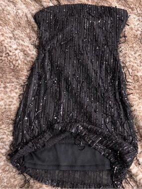wild fable Black Strapless Sequin Dress